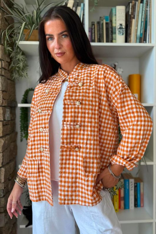 Nonni Gingam Napoleon Jacket Carrot